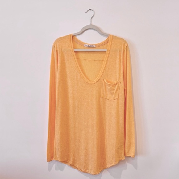 Free People Betty Long Sleeve Tops Women’s Orange Scoop Neck Pullover Size Small - Picture 5 of 12